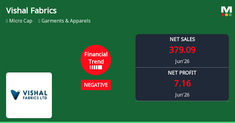 Vishal Fabrics Ltd Reports Negative Financial Trend Amidst Margin Pressures