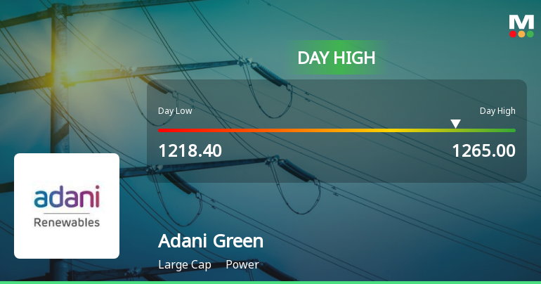 Adani Green Energy Ltd Surges 3.55% to Day's High of Rs 1257.35 — Outperforms Power Sector by 2.99 Percentage Points