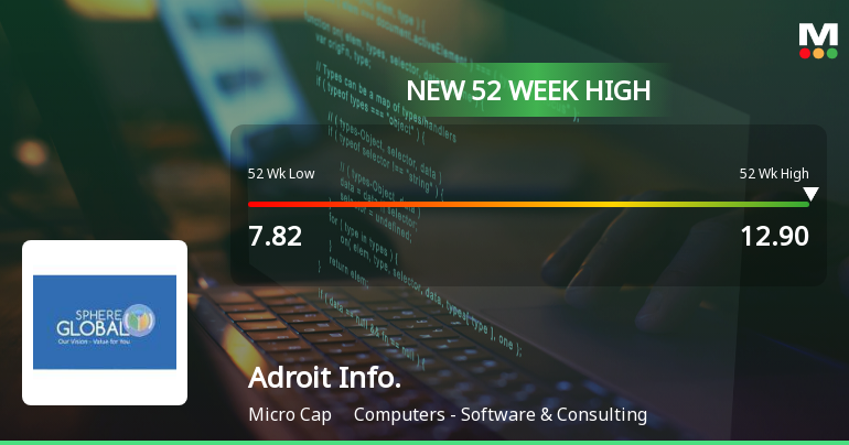 Broad-Based Technical Strength Lifts Adroit Infotech Ltd to 52-Week High of Rs 12.9