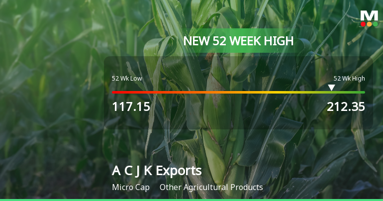 Broad-Based Technical Strength Lifts Amir Chand Jagdish Kumar (Exports) Ltd to 52-Week High of Rs 212.35