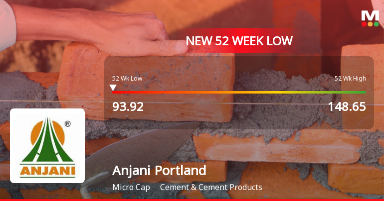 Anjani Portland Cement Ltd Falls to 52-Week Low of Rs 93.92 as Sell-Off Deepens