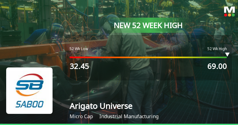 Broad-Based Technical Strength Lifts Arigato Universe Ltd to 52-Week High of Rs 69