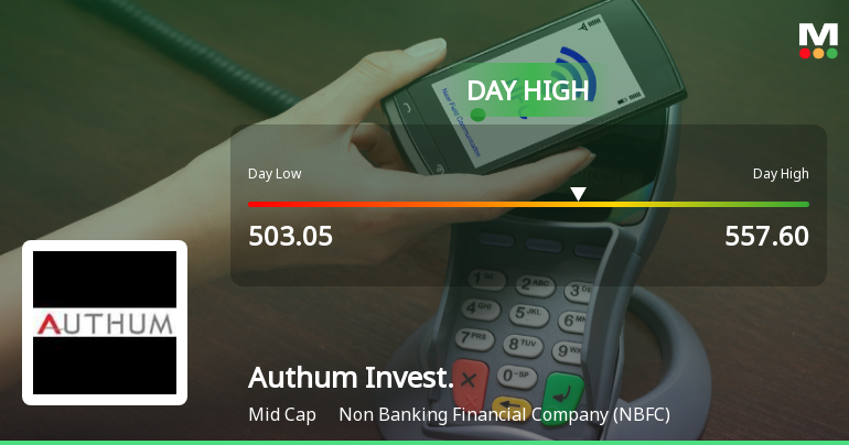 Authum Investment & Infrastructure Ltd Surges 5.12% to Day's High of Rs 557.6 — Outperforms Sector by 6.92 Percentage Points