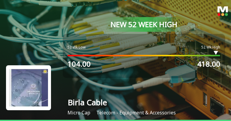Broad-Based Technical Strength Lifts Birla Cable Ltd to 52-Week High of Rs 418
