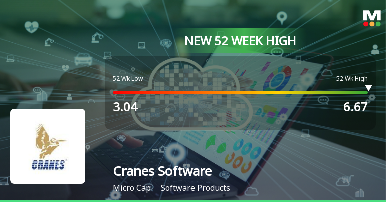 Broad-Based Technical Strength Lifts Cranes Software International Ltd to 52-Week High of Rs 6.67