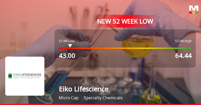 Eiko Lifesciences Ltd Falls to 52-Week Low of Rs 43 as Sell-Off Deepens