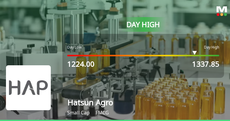 Hatsun Agro Product Ltd Surges 8.3% to Day's High of Rs 1297.3 — Outperforms Sector by 5.44 Percentage Points