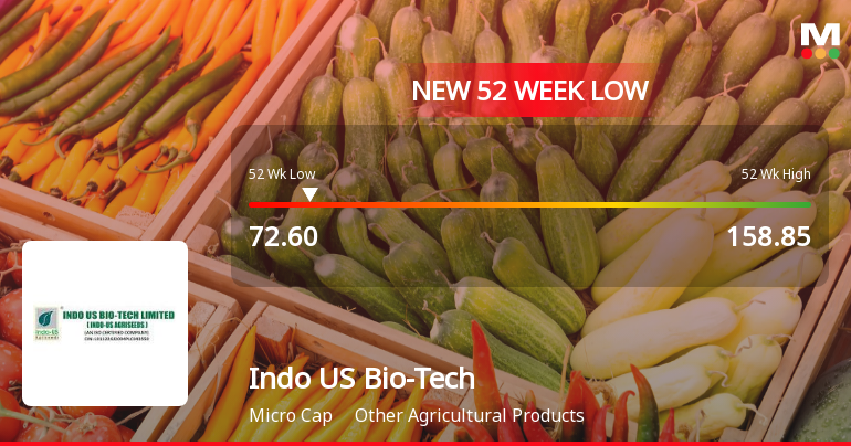Indo US Bio-Tech Ltd Falls to 52-Week Low of Rs 72.6 as Sell-Off Deepens