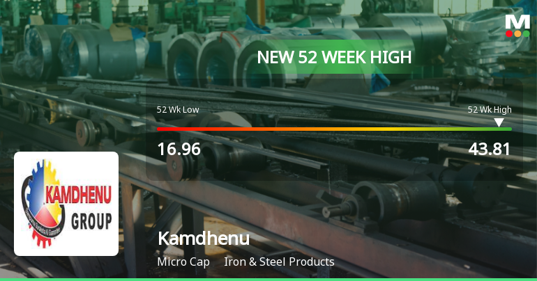 Broad-Based Technical Strength Lifts Kamdhenu Ltd to 52-Week High of Rs 43.81