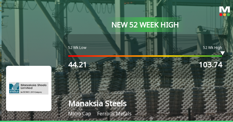 Broad-Based Technical Strength Lifts Manaksia Steels Ltd to 52-Week High of Rs 103.74