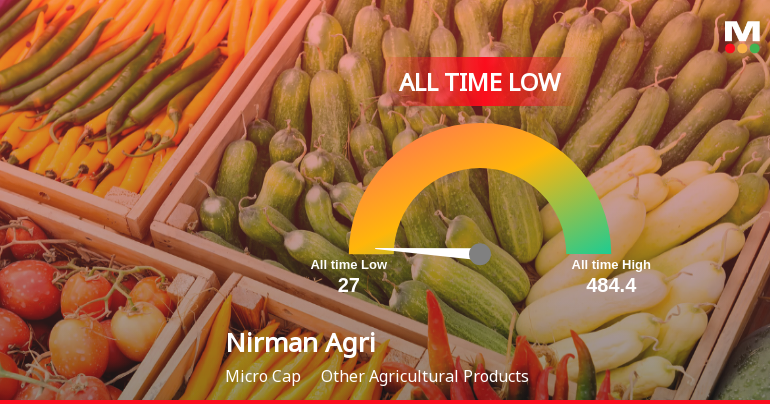 Nirman Agri Genetics Ltd Extends Losing Streak, Hits All-Time Low Amid Steep Decline