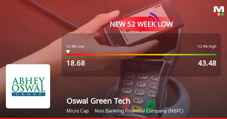 Oswal Green Tech Ltd Falls to 52-Week Low of Rs 18.68 as Sell-Off Deepens