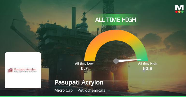 Pasupati Acrylon Ltd Hits All-Time High of Rs 83.8 as Momentum Builds Across Timeframes