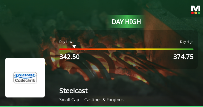 Steelcast Ltd Surges 12.21% to Day's High of Rs 374.75 — Outperforms Sector by 10.11 Percentage Points