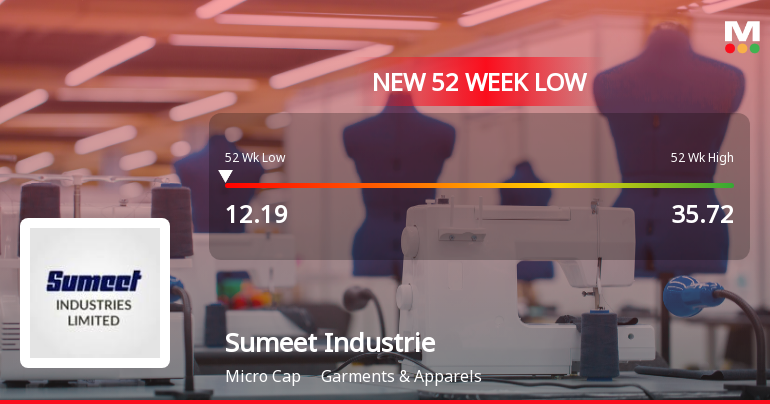 Sumeet Industries Ltd Falls to 52-Week Low of Rs 12.13 as Sell-Off Deepens