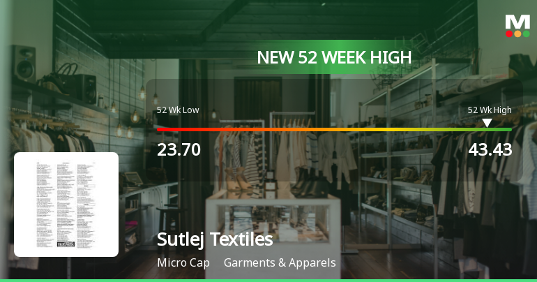 Broad-Based Technical Strength Lifts Sutlej Textiles and Industries Ltd to 52-Week High of Rs 43.43