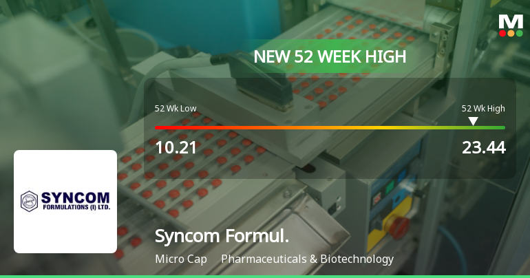 Broad-Based Technical Strength Lifts Syncom Formulations (India) Ltd to 52-Week High of Rs 23.44
