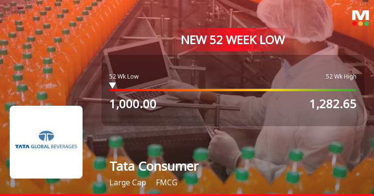 Tata Consumer Products Ltd Falls to 52-Week Low of Rs 1000 as Sell-Off Deepens