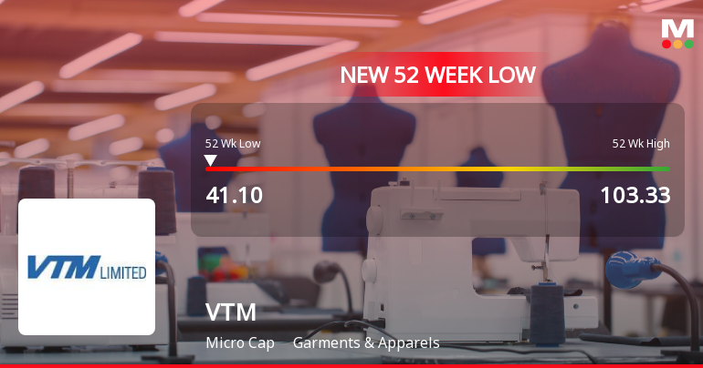 VTM Ltd Falls to 52-Week Low of Rs 41.1 as Sell-Off Deepens