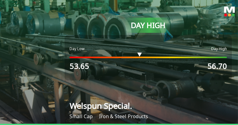 Welspun Specialty Solutions Ltd Surges 7.67% to Day's High of Rs 55.85 — Outperforms Sector by 4.35 Percentage Points