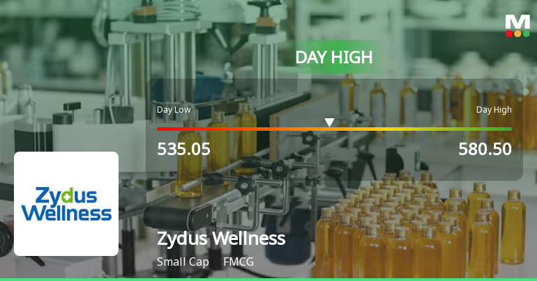Zydus Wellness Ltd Surges 8.32% to Day's High of Rs 571 — Outperforms FMCG Sector by 7.89 Percentage Points